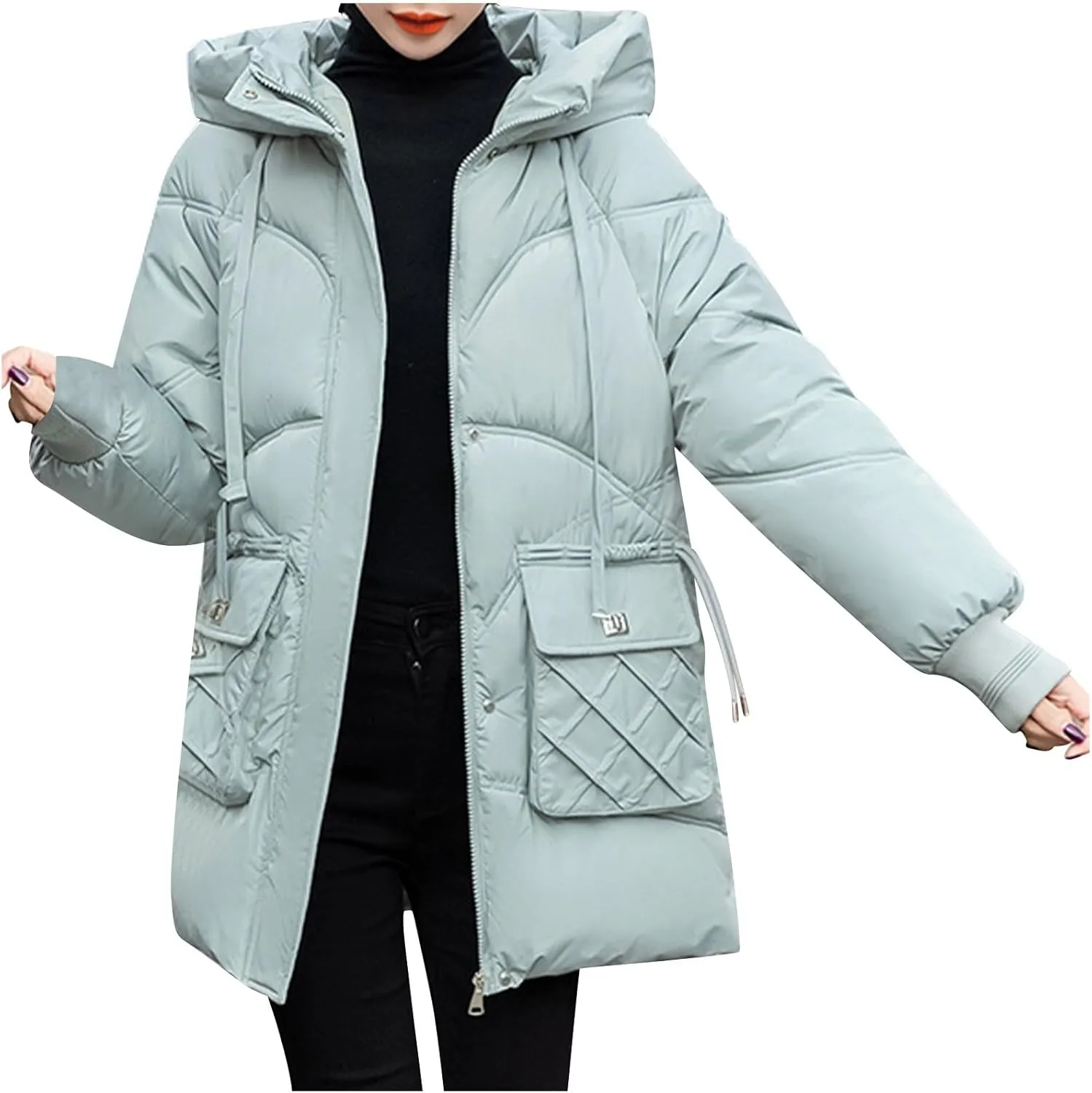 Women's Windproof Down Coats Winter Coats Hooded Thermal Jackets & Coats Plus Size Lightweight Puffer Jackets Outerwear