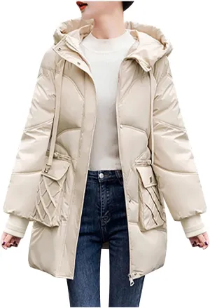 Women's Windproof Down Coats Winter Coats Hooded Thermal Jackets & Coats Plus Size Lightweight Puffer Jackets Outerwear