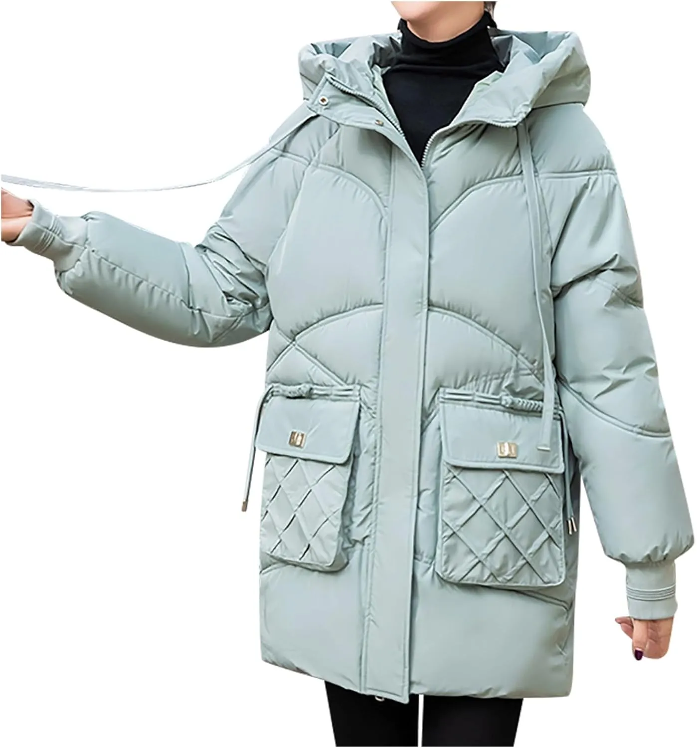 Women's Windproof Down Coats Winter Coats Hooded Thermal Jackets & Coats Plus Size Lightweight Puffer Jackets Outerwear