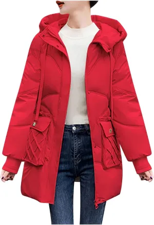 Women's Windproof Down Coats Winter Coats Hooded Thermal Jackets & Coats Plus Size Lightweight Puffer Jackets Outerwear