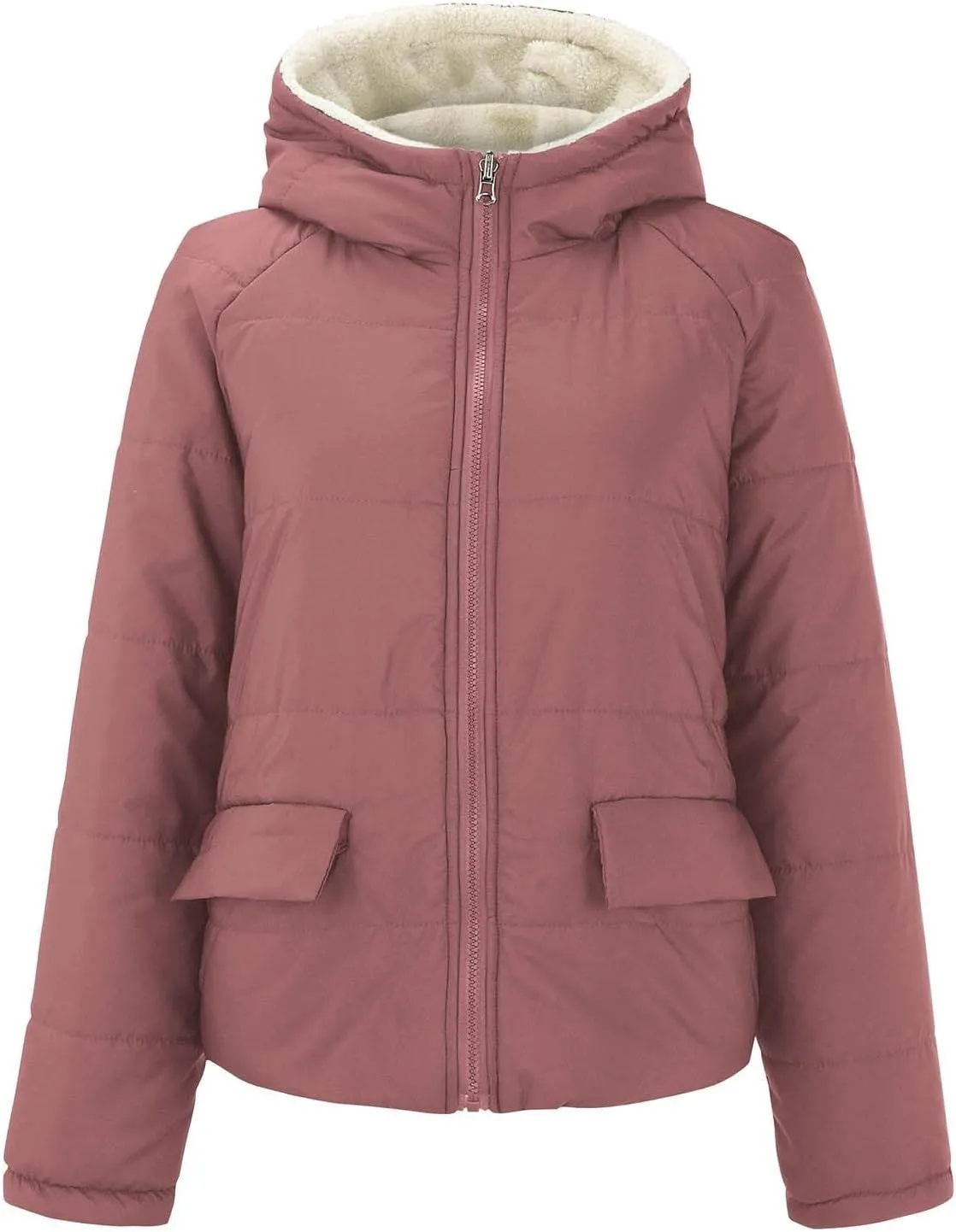 Womens Winter Coats Fleece Lined Thicken Puffer Jackets Sherpa Warm Waterproof Parka Outwear With Fur Hood