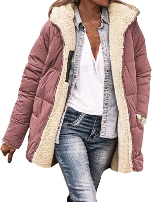 Womens Winter Coats Fleece Lined Thicken Puffer Jackets Sherpa Warm Waterproof Parka Outwear With Fur Hood