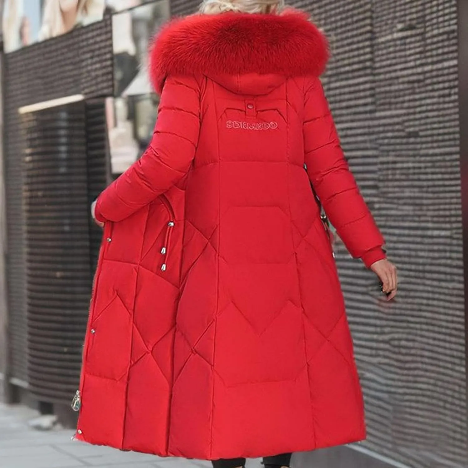 Women's Winter Coats with Fur Hood Puffer Down Jackets Parka Long Overcoat Warm Cotton Bread Jacket Quilted Outerwear