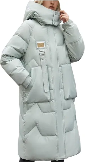 Women's Winter Coats with Hooded Puffer Down Jackets Parka Long Overcoat Warm Cotton Bread Jacket Quilted Outerwear