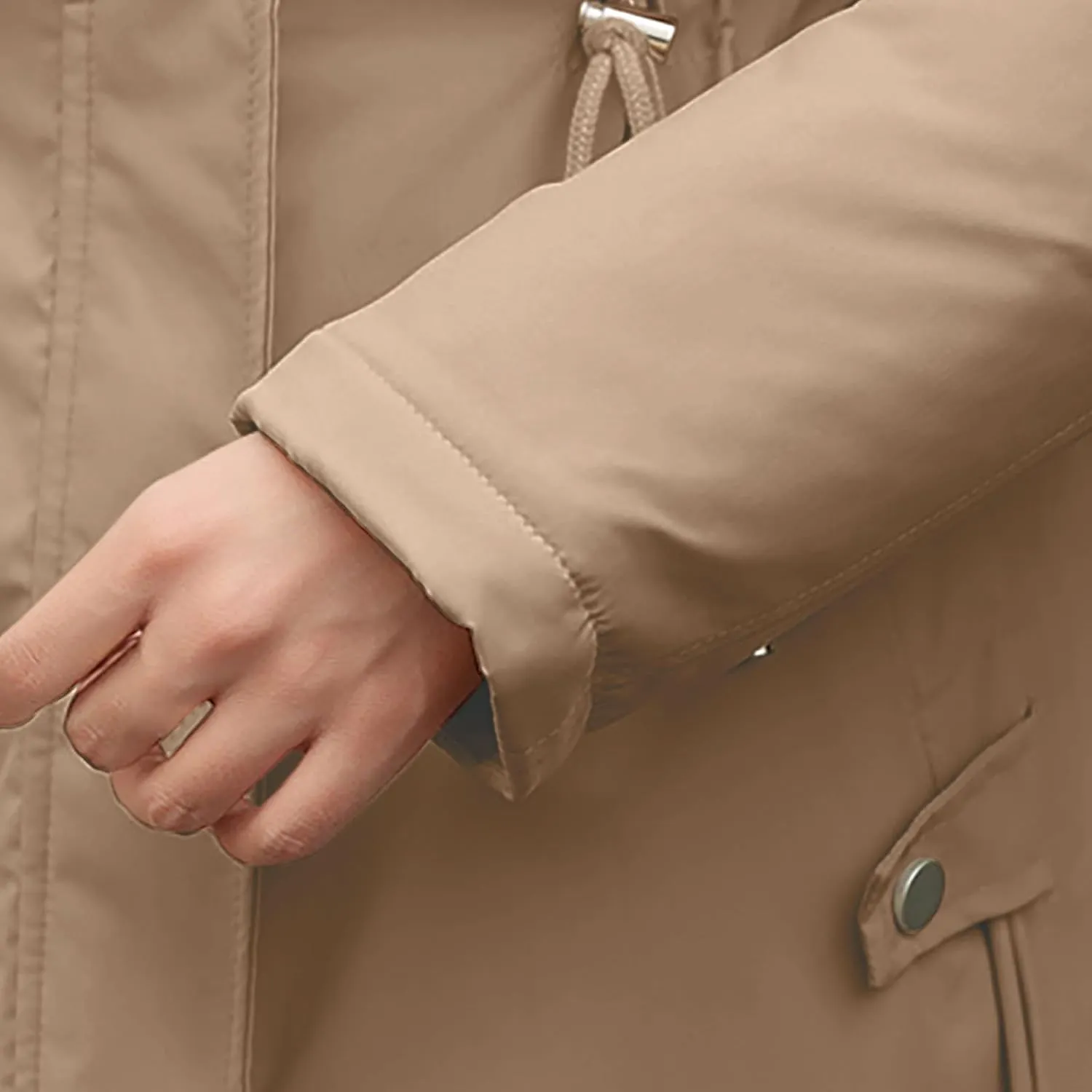 Women's Winter Quilted Coat Thick Warm Puffer Jacket Padded Down Coats With Fur Hood Knee Length Windproof Outerwear