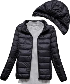 Womens Winter Quilted Pulover Puffer Jackets Lightweight Packable Long Sleeve Down Coat Casual Daily Running Outwear