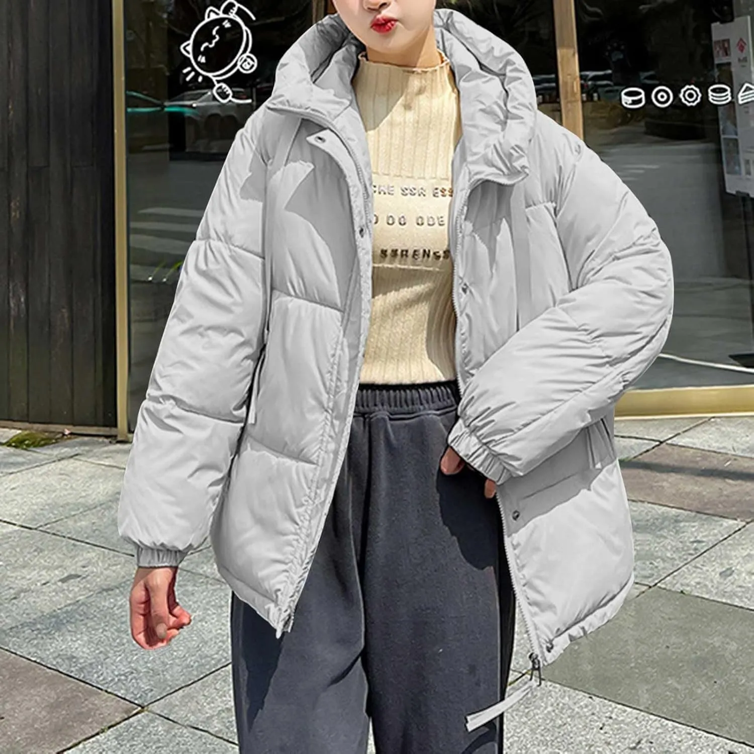 Women's Winter Thickened Padded Warm Down Coat Jacket Quilted Hooded Puffer jacket Oversized 2024 Trendy Parka Outerwear