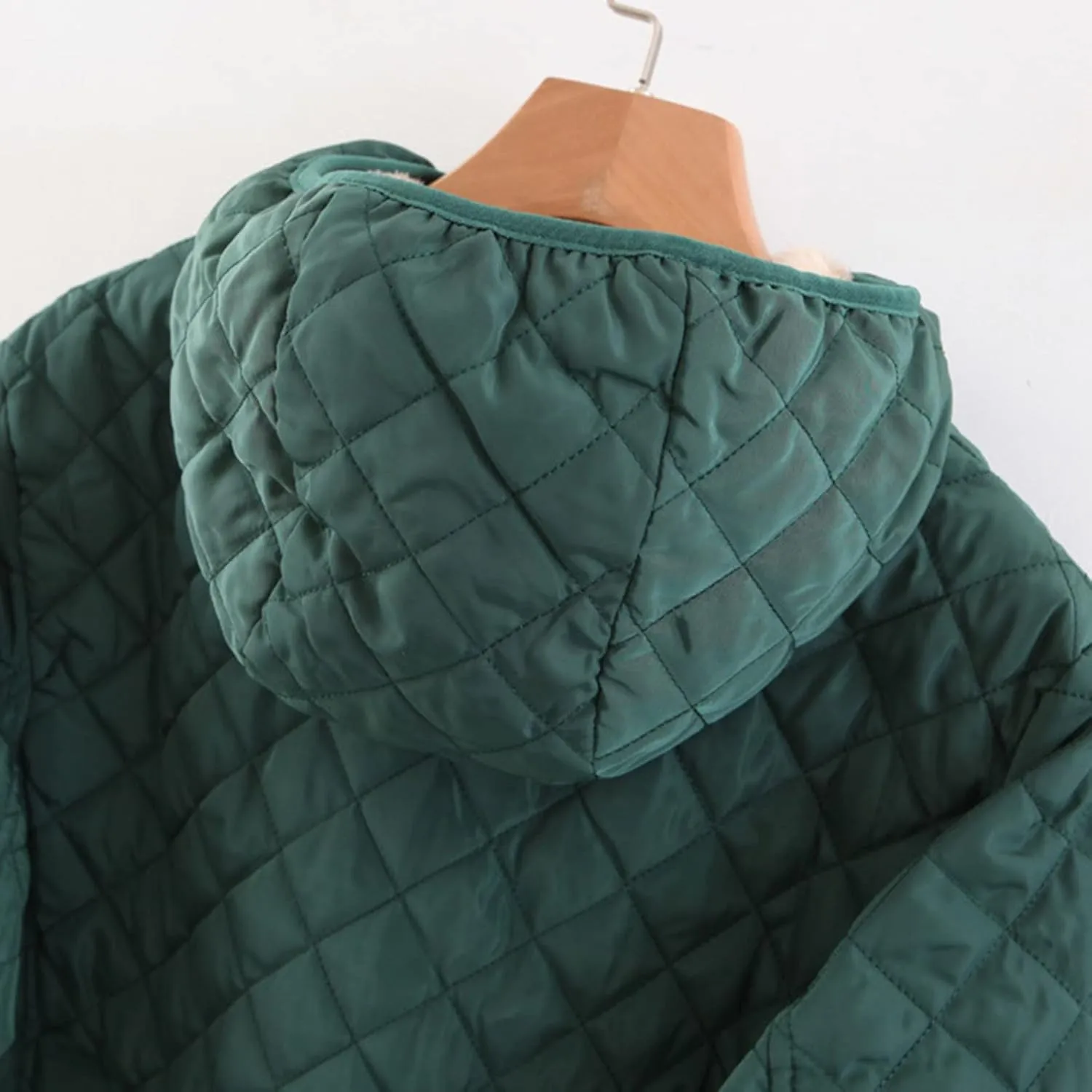 Womens Winter Warm Windproof Solid Outwear Long Sleeve Hooded Zipper Jacket Casual Soft Pockets Overcoat Daily Clothes