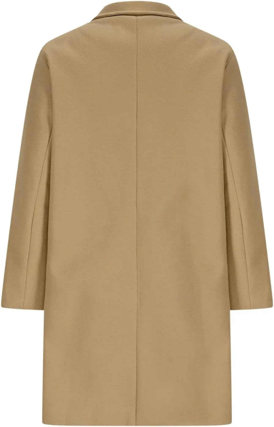 Womens Wool Blend Coat, Long Sleeve Lapel Collar Open Front Cardigan Winter Drawstring Loose Office Pea Coats