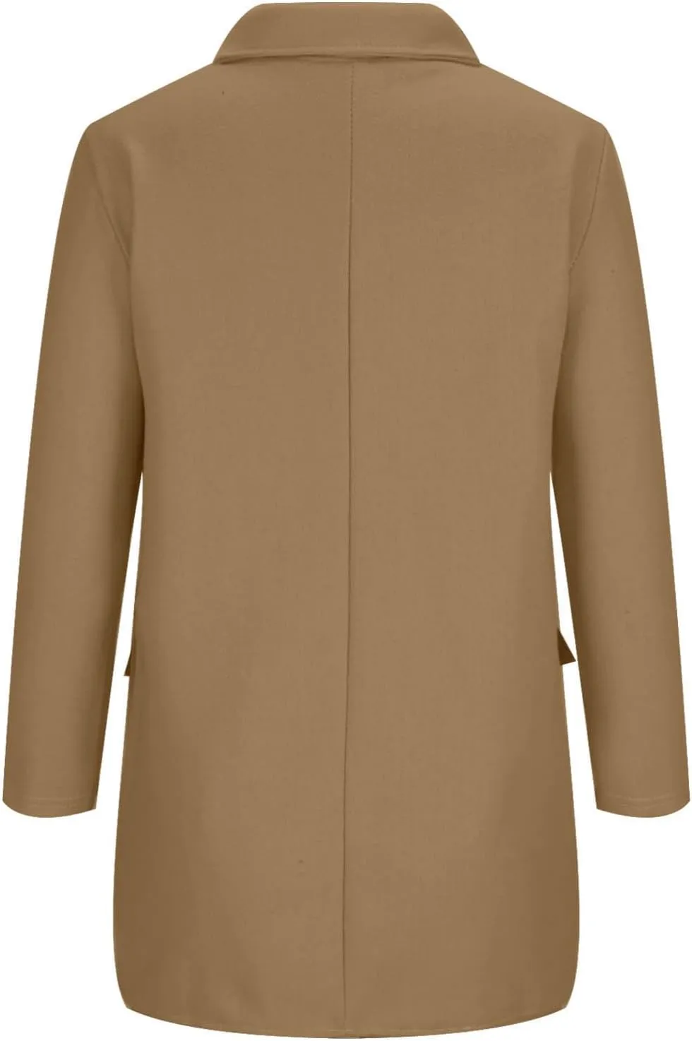 Womens Wool Blend Pea Coat Lapel Double Breasted Outerwear Trendy Jacket Business Overcoat Trench Coats with Pocket