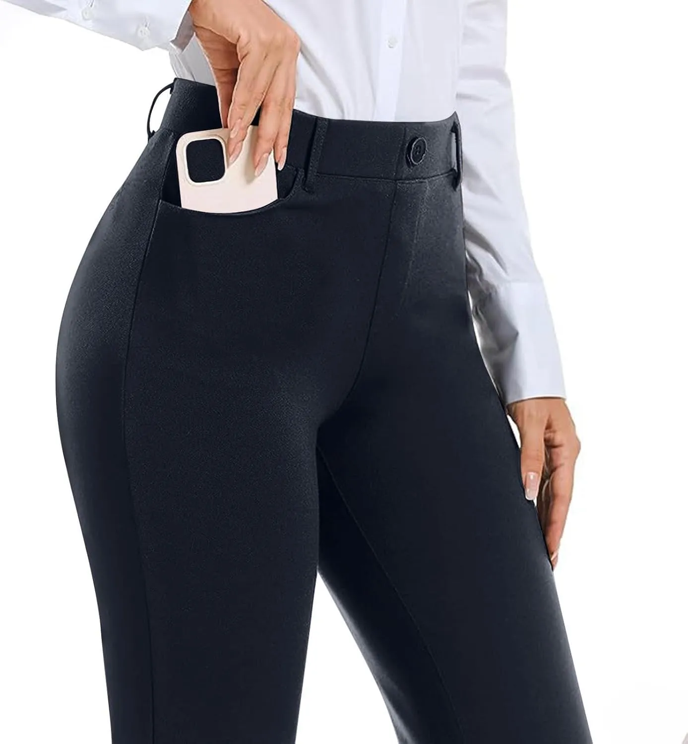 Work Pants Women Business Casual Dress Pants Trousers Bootcut Pants with Pockets Ladies High Waisted Office Pants