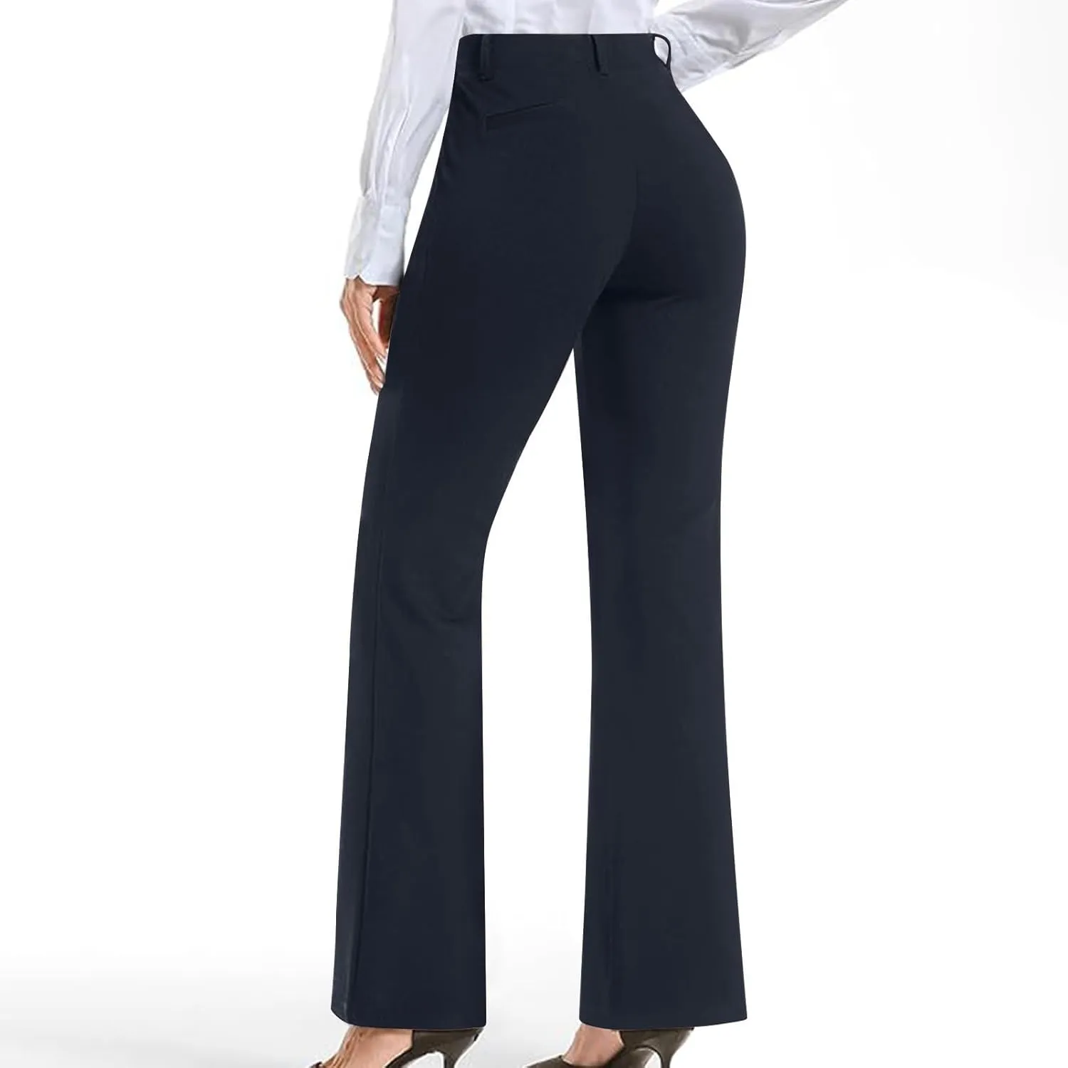 Work Pants Women Business Casual Dress Pants Trousers Bootcut Pants with Pockets Ladies High Waisted Office Pants