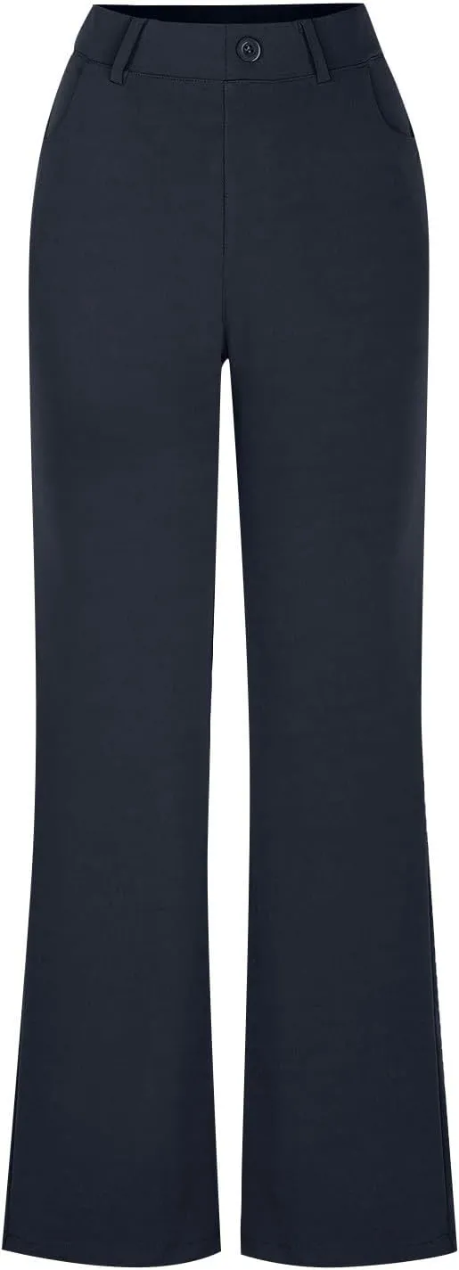 Work Pants Women Business Casual Dress Pants Trousers Bootcut Pants with Pockets Ladies High Waisted Office Pants