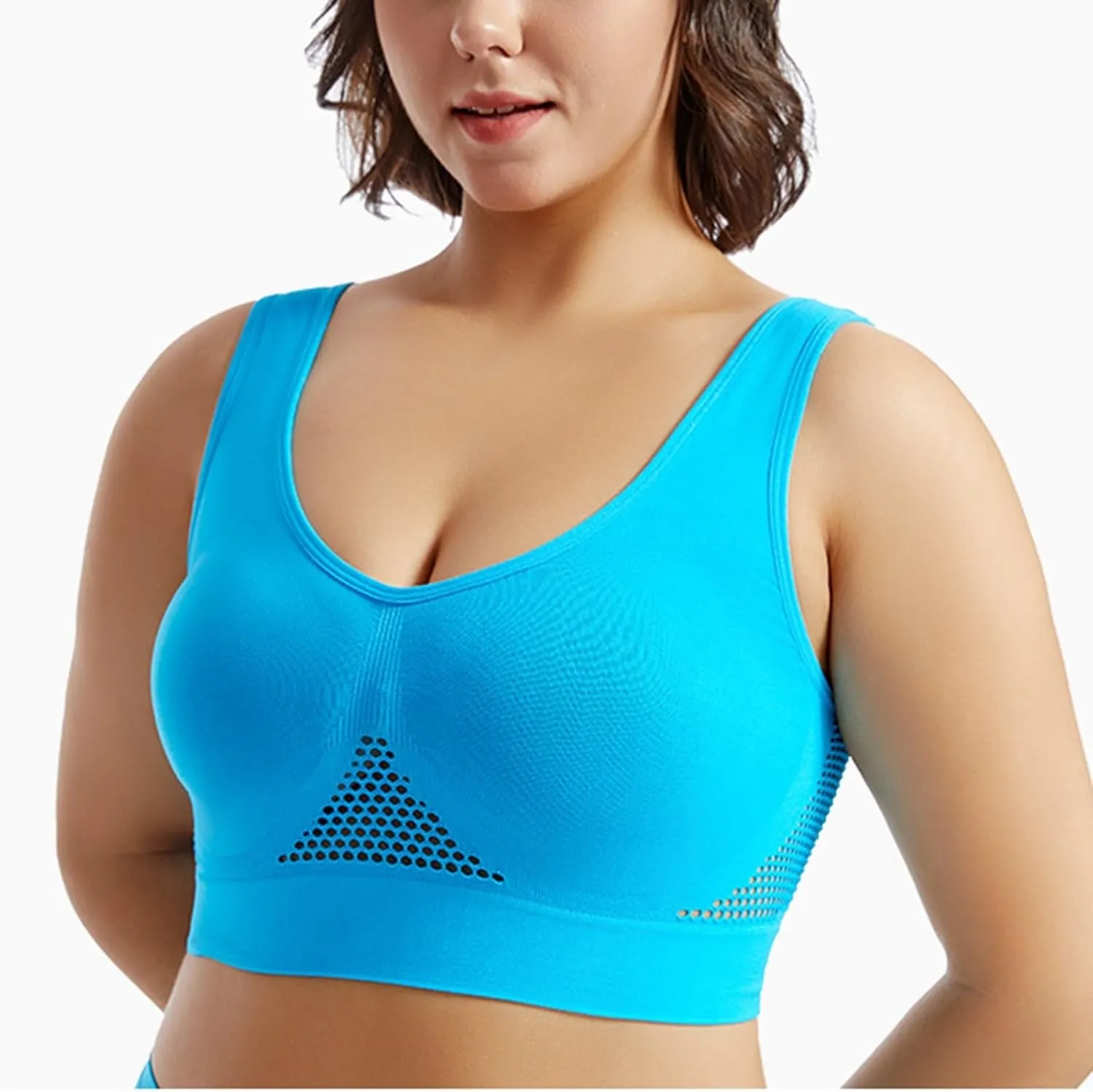 Workout Bra Sports, Soft Plunge Lingerie for Women Seamless Moisture Brassiere