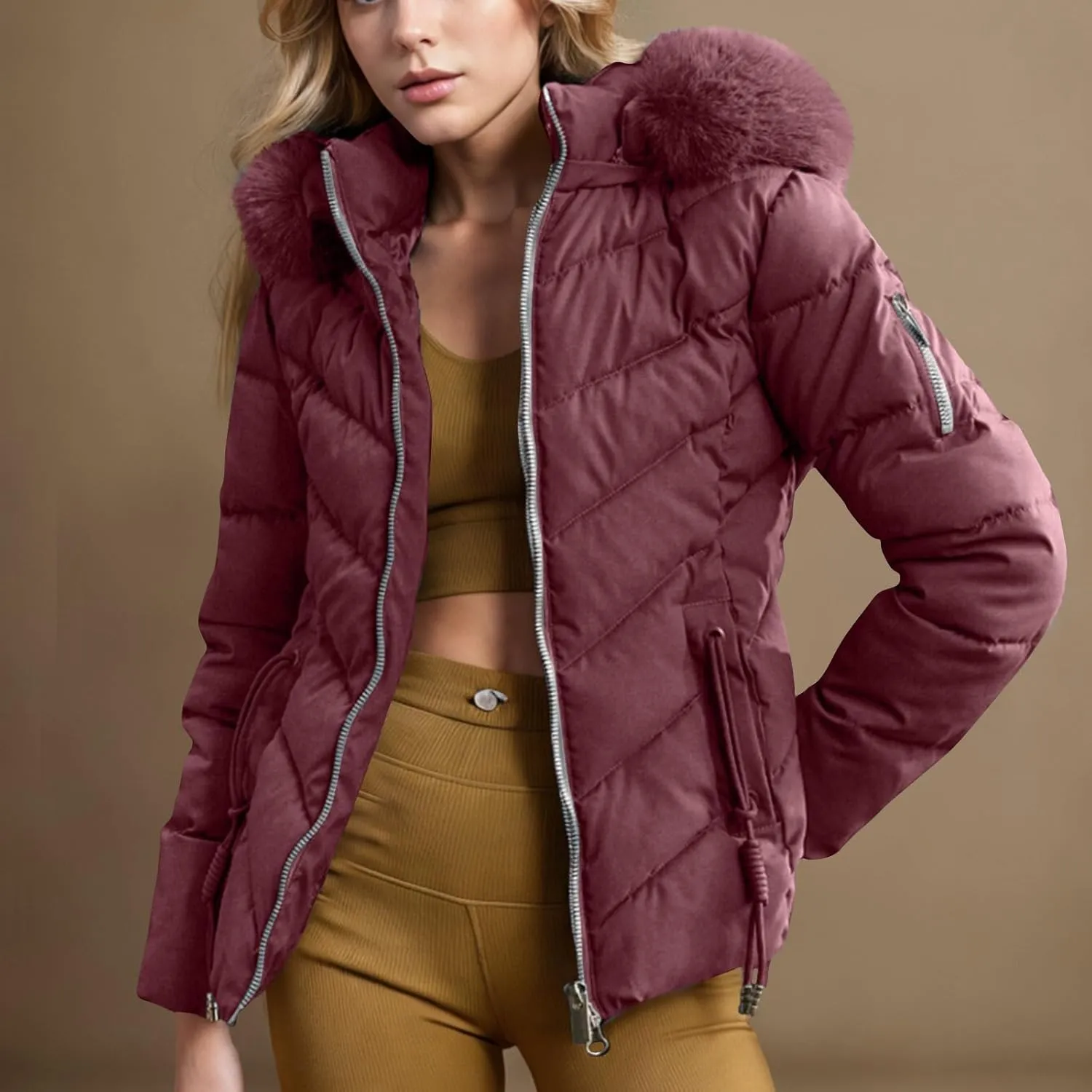 XOWRTE Women's Down Jacket Winter Mid Lenght Down Puffer Coats Ladies Lightweight Jackets Woman Hooded Thick Warm Parka