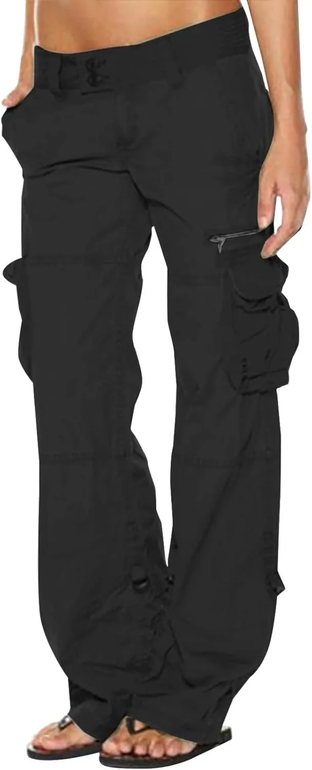 XUNRYAN Cargo Pants Women Baggy Low Waist Parachute Pants Running Joggers with Pockets Streetwear 2023 Fall Fashion Clothes