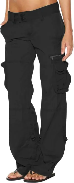 XUNRYAN Cargo Pants Women Baggy Low Waist Parachute Pants Running Joggers with Pockets Streetwear 2023 Fall Fashion Clothes
