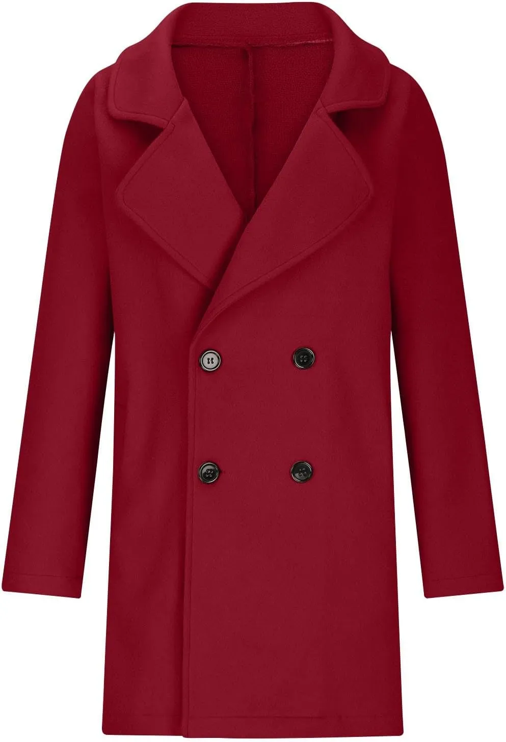 yardsong Trendy Pea Coats for Women Double Breasted Long Sleeve Notched Lapel Collar Trench Coats Wool Blend Casual Jackets