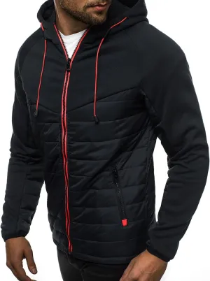 Ymosrh Coats for Men Men's Casual Camouflage Sports Sweatshirt Long Sleeve Zipper Hooded Jacket Coat Leather