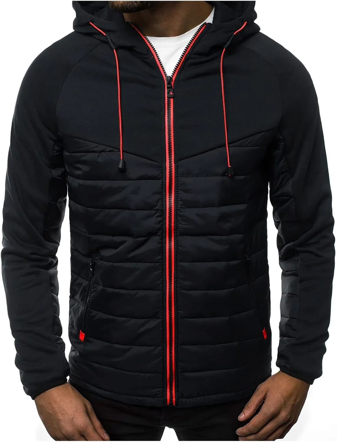 Ymosrh Coats for Men Men's Casual Camouflage Sports Sweatshirt Long Sleeve Zipper Hooded Jacket Coat Leather