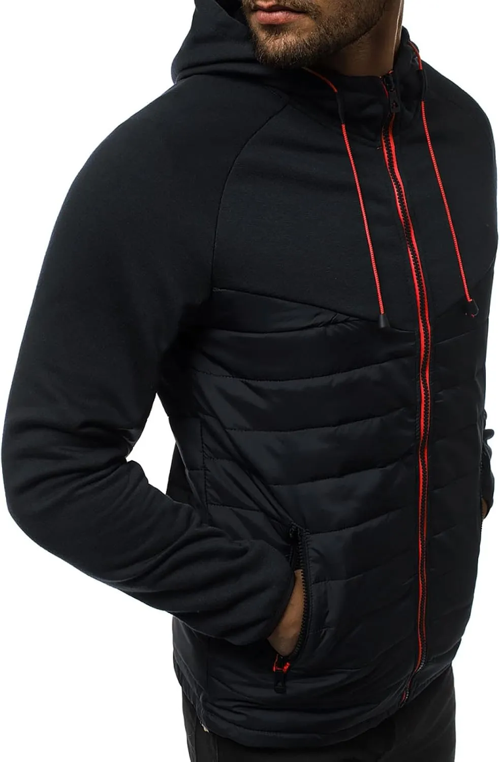 Ymosrh Coats for Men Men's Casual Camouflage Sports Sweatshirt Long Sleeve Zipper Hooded Jacket Coat Leather