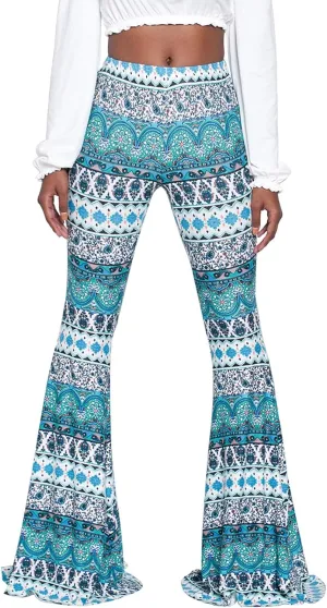 YUZIBAO Women's Flare Yoga Leggings High Waisted Boho Palazzo Wide Leg Pants Bell Bottoms