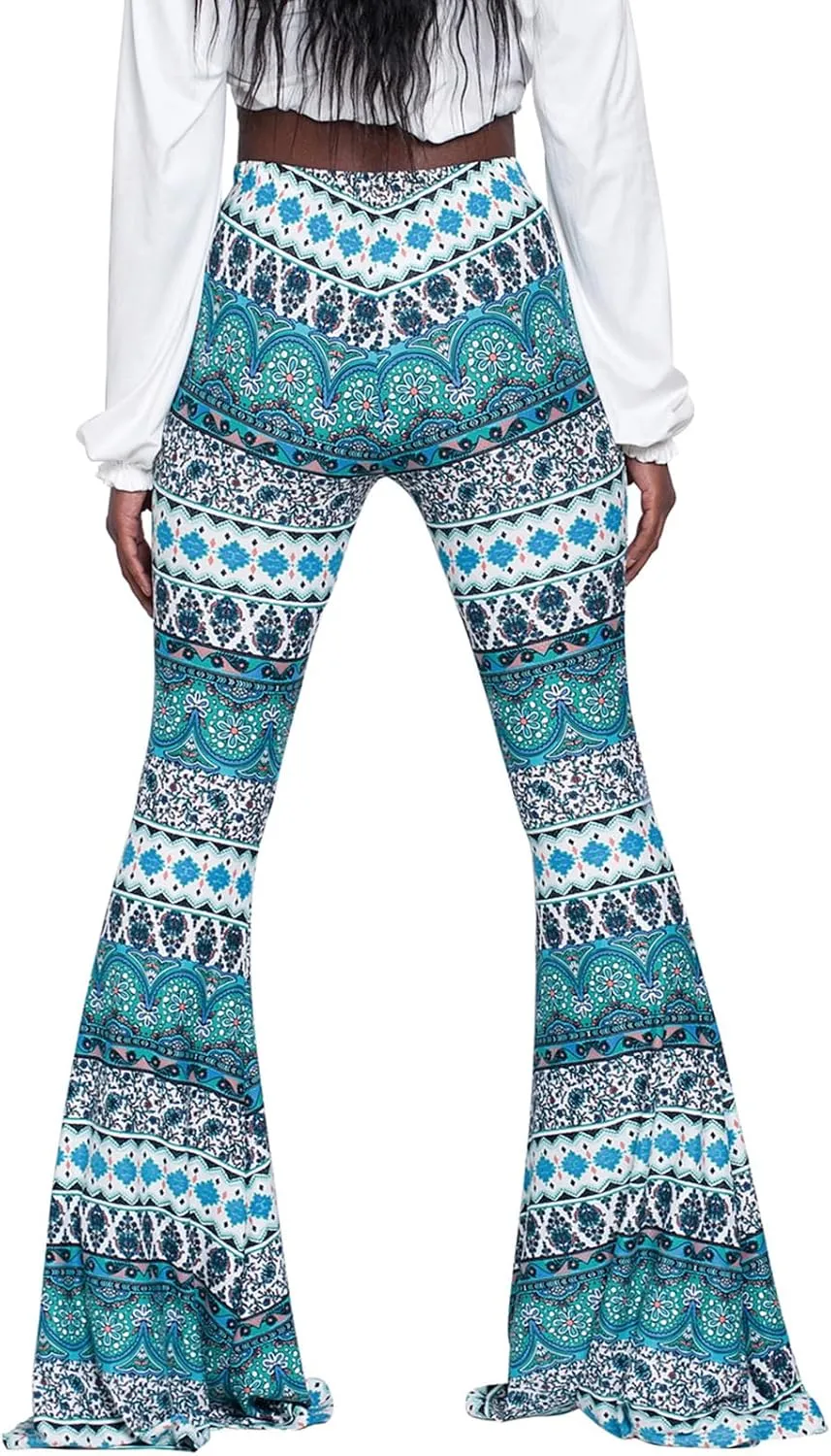 YUZIBAO Women's Flare Yoga Leggings High Waisted Boho Palazzo Wide Leg Pants Bell Bottoms