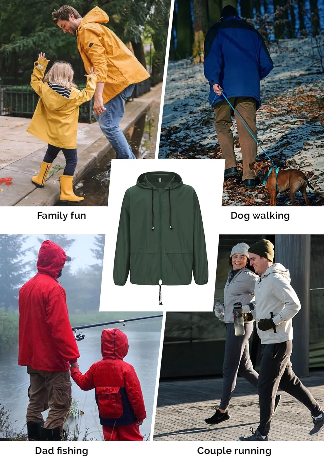 Zando Raincoat for Men Packable Rain Jacket Waterproof with Hood Outdoor Windbreaker Jackets Lightweight Cycling Raincoats