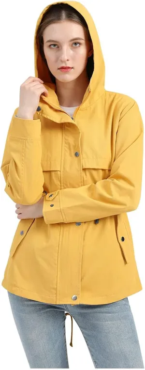 ZYXTIM Women's Outdoor Trench Coat Windbreaker Hood Waterproof Jacket Lightweight Plus Size Cozy Work Running Rain Coats