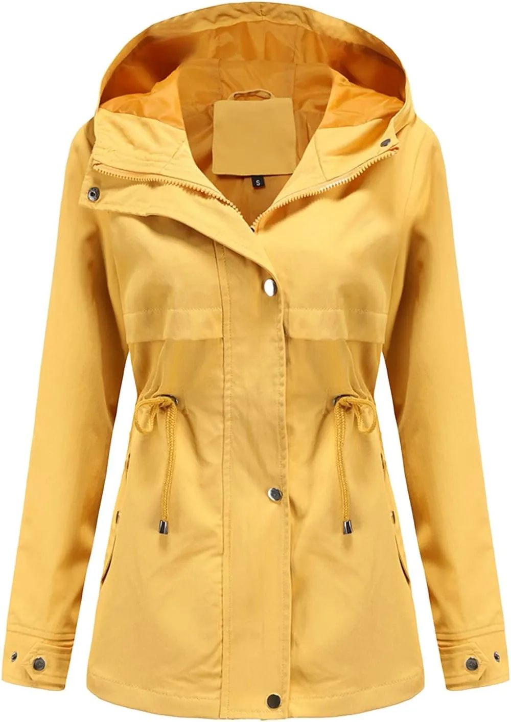 ZYXTIM Women's Outdoor Trench Coat Windbreaker Hood Waterproof Jacket Lightweight Plus Size Cozy Work Running Rain Coats